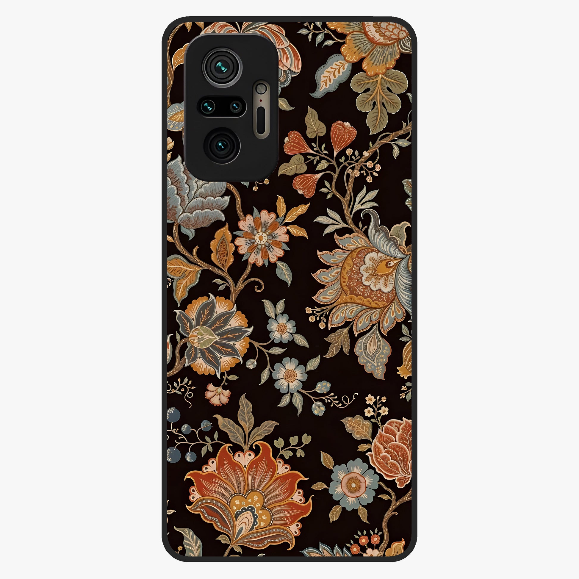Vintage Floral Dream Glass Case showing flat back view with classic floral artwork and glossy glass finish.