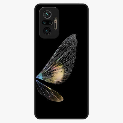 Whispers Of Wings Glass Case showing flat back view with graceful wing inspired artwork and glossy glass finish.