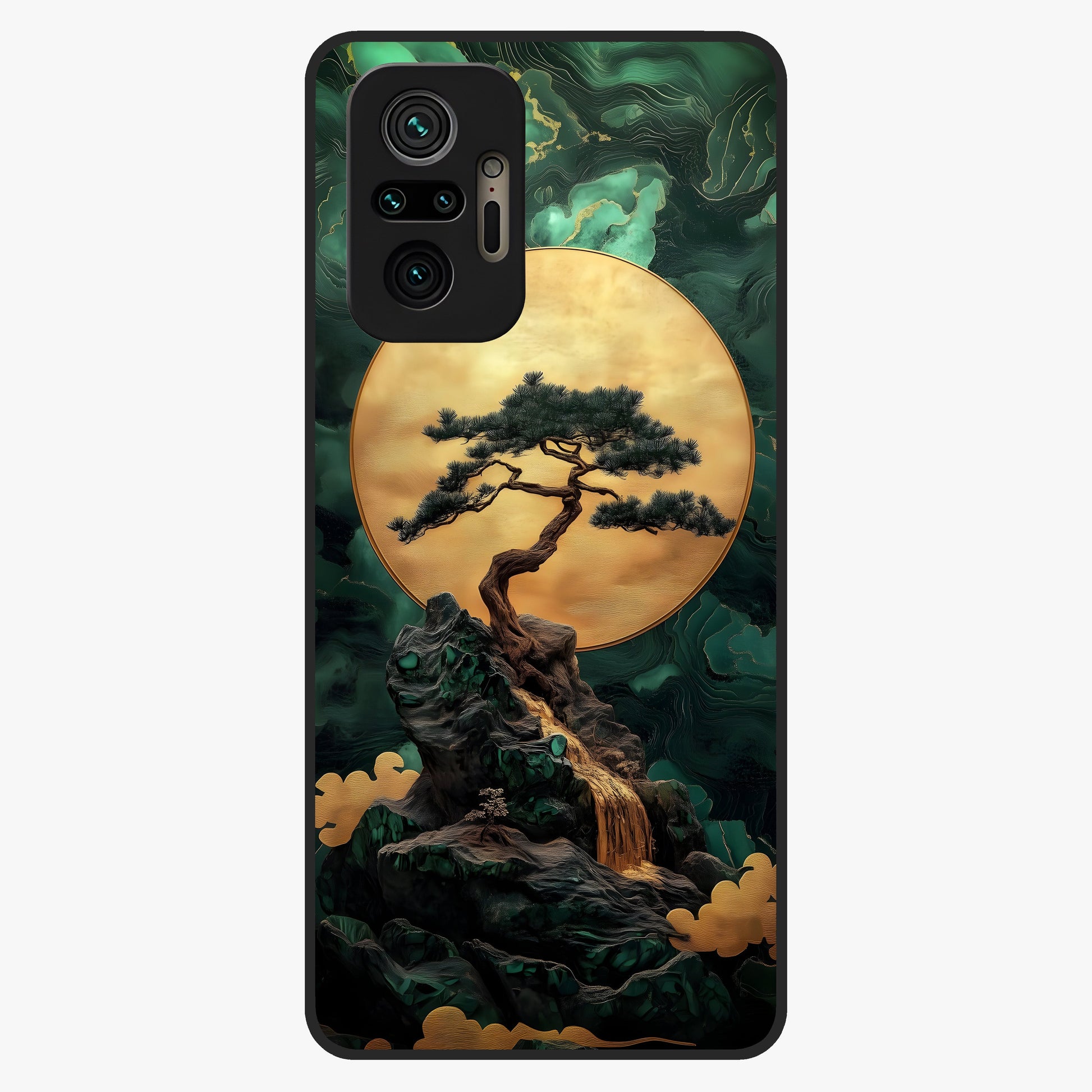 Zen Moon Rise Glass Case showing flat back view with calm moonrise artwork and glossy glass finish.
