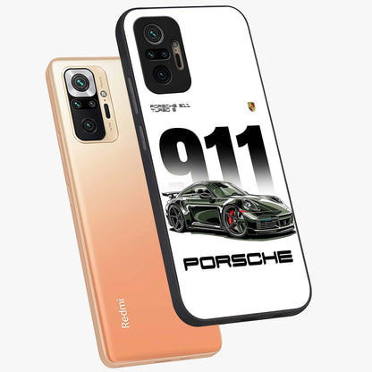911 Turbo Dominance Glass Case displayed in premium angled mockup highlighting sporty car illustration and sleek glass surface.