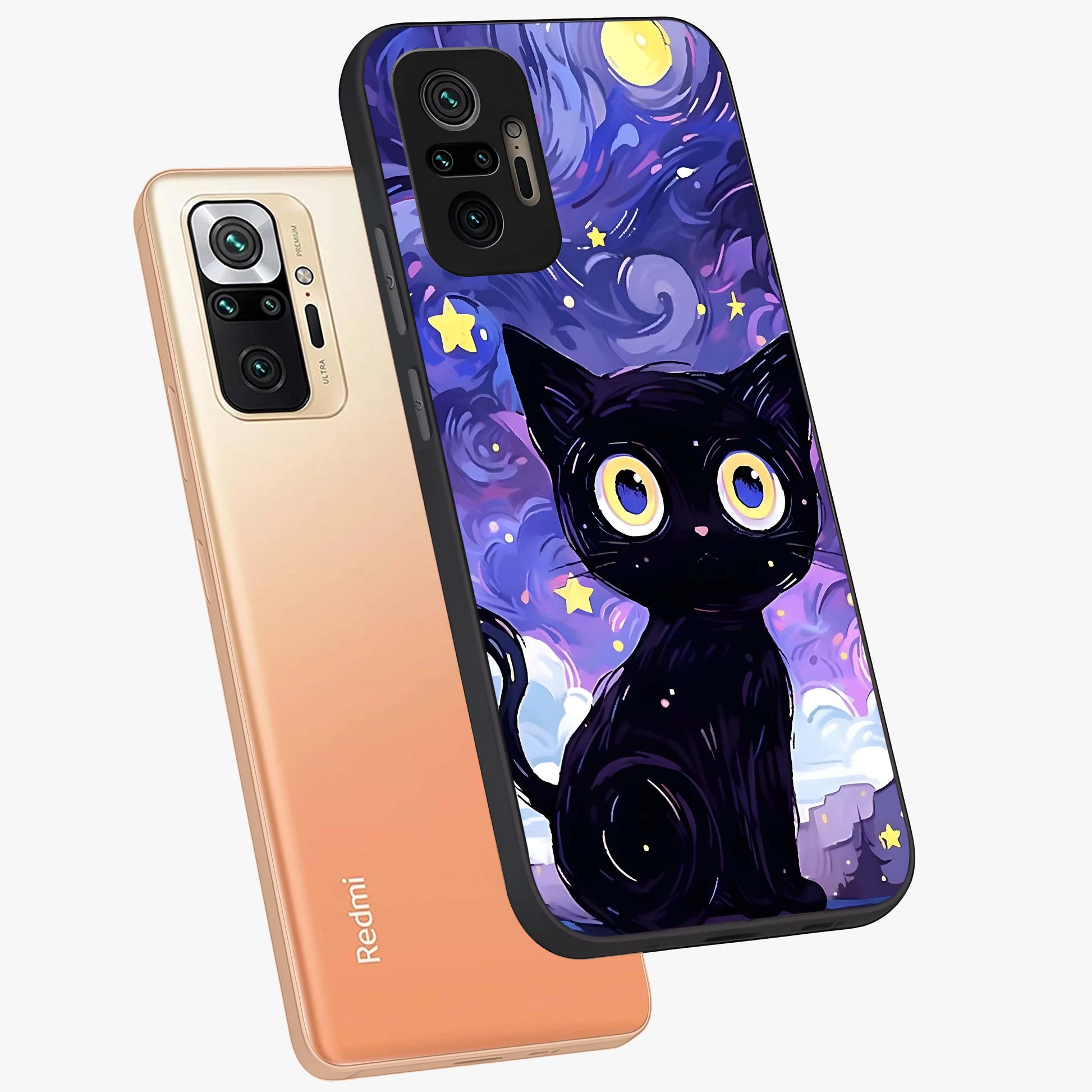 Abstract Cat Art Glass Case displayed in angled mockup highlighting modern abstract cat artwork and sleek glass surface.