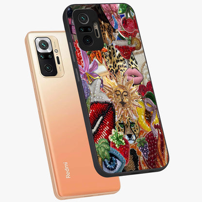 Beaded Fashion Jungle Glass Case displayed in angled mockup highlighting colorful fashion bead design and artistic pattern.