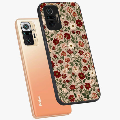 Biege Flower With Leaf Glass Case displayed in angled mockup highlighting minimal floral leaf design and elegant aesthetic.