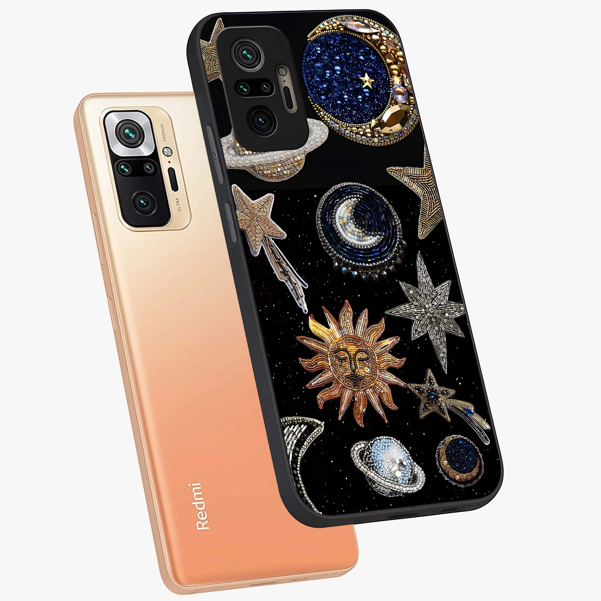 Celestial Gem Constellations Glass Case displayed in angled mockup highlighting gemstone inspired constellation design.
