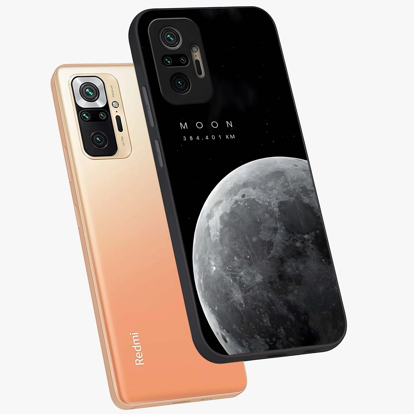 Cosmic Moon Glow Glass Case displayed in angled mockup highlighting celestial moon design with cosmic aesthetic theme.