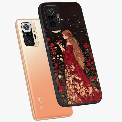 Crimson Dreams Glass Case displayed in angled mockup highlighting soft crimson aesthetic design with artistic theme.