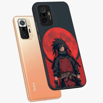Crimson Moon Warlord Glass Case displayed in angled mockup highlighting dramatic crimson moon design with fantasy aesthetic.