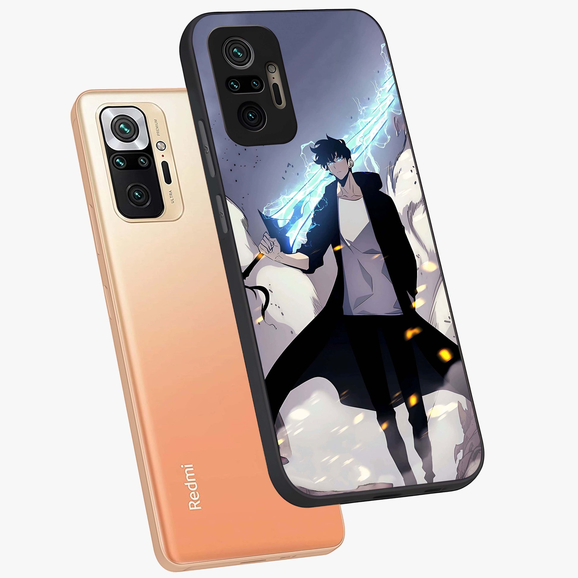 Dark Lightning Anime Warrior Glass Case displayed in angled mockup highlighting powerful lightning themed anime illustration.