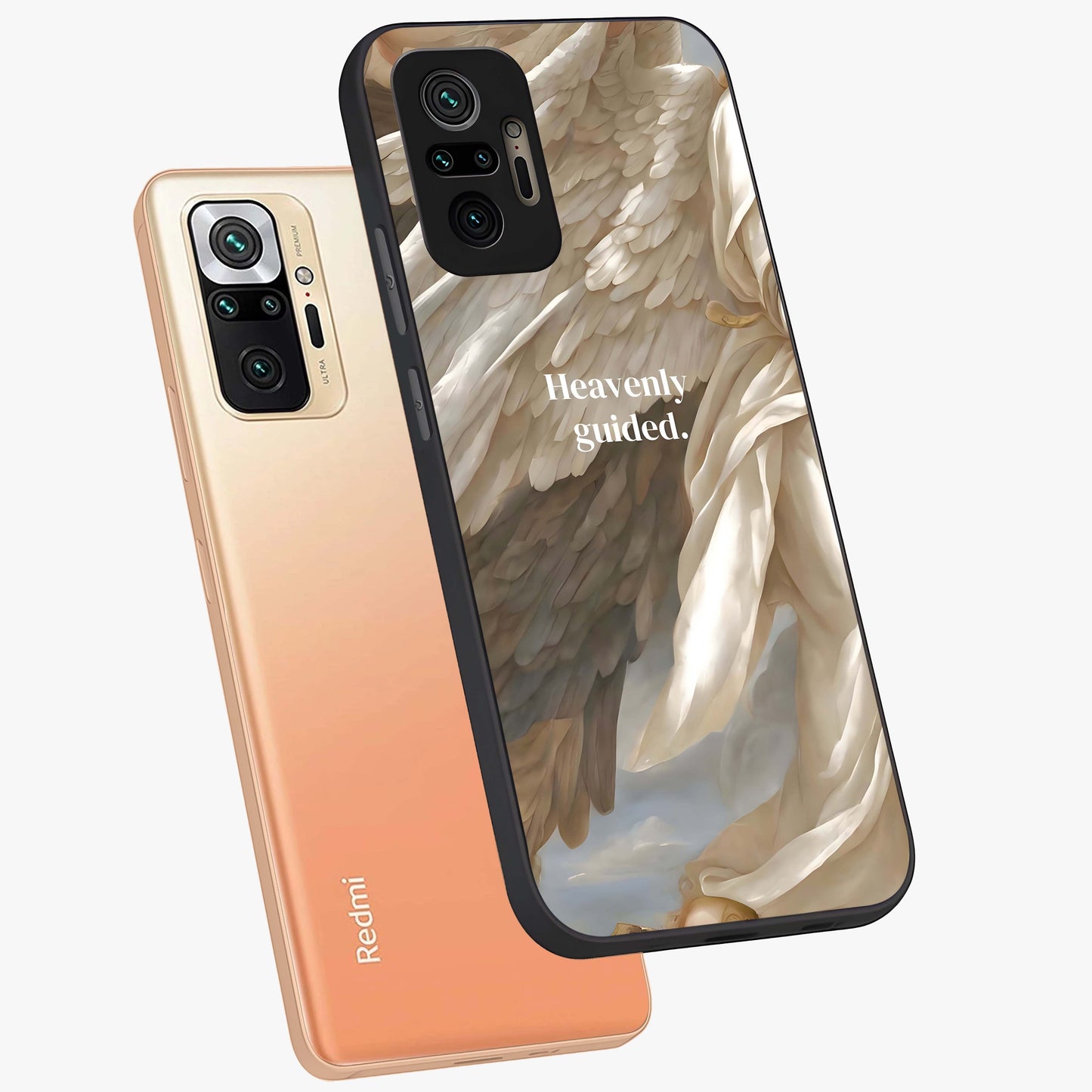 Divine Winged Grace Glass Case displayed in angled mockup highlighting graceful wing design with divine aesthetic style.
