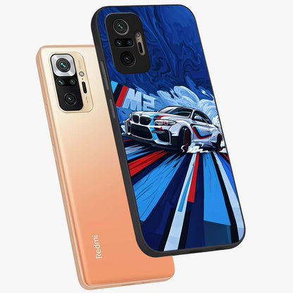 Drift Power Rush Glass Case displayed in angled mockup highlighting powerful drift car design with sporty aesthetic style.
