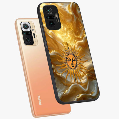 Eternal Golden Glow Glass Case displayed in angled mockup highlighting glowing golden aesthetic design with elegant style.