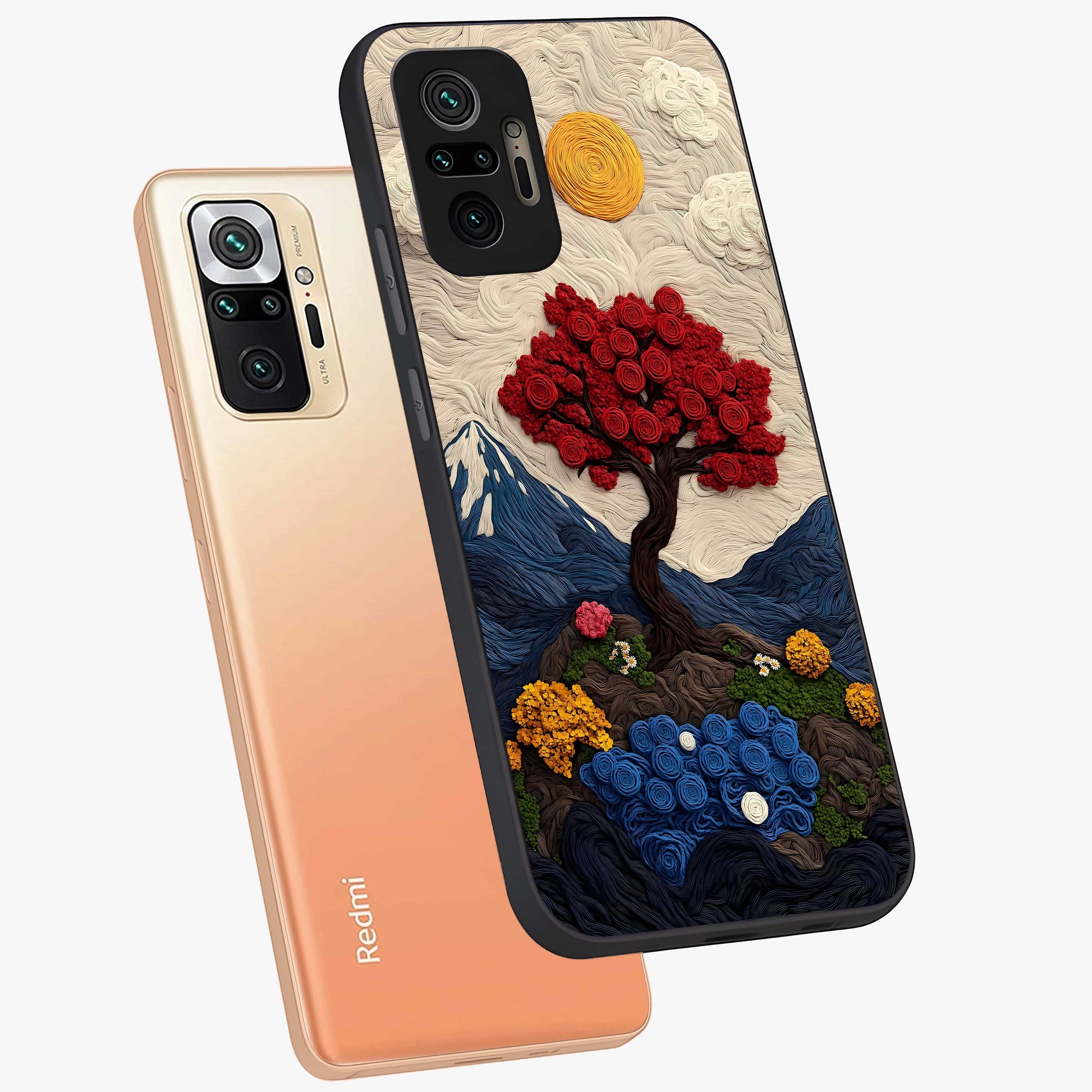 Eternal Nature Tapestry Glass Case displayed in angled mockup highlighting detailed botanical pattern with artistic aesthetic.