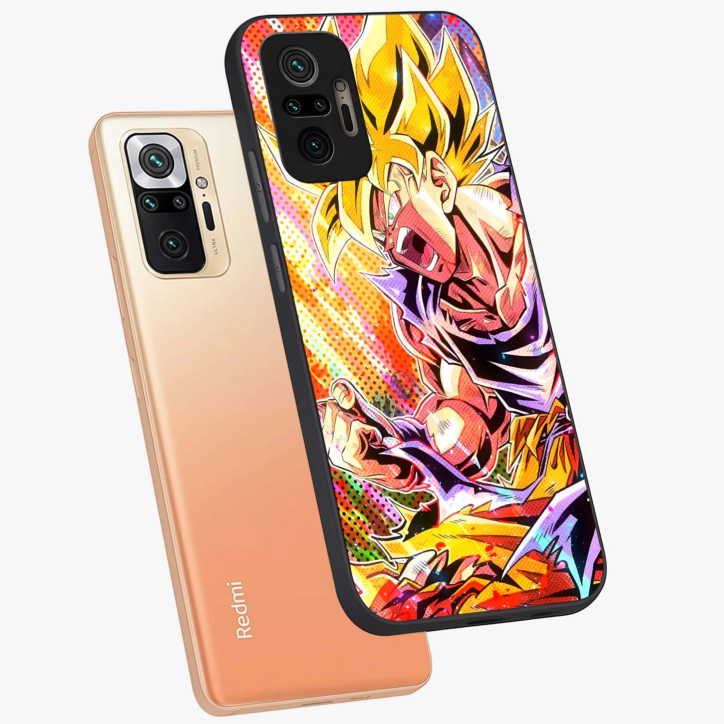 Firing Goku Glass Case displayed in angled mockup highlighting dynamic anime character design with action aesthetic.