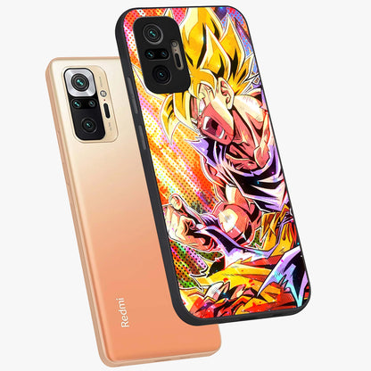 Firing Goku Glass Case displayed in angled mockup highlighting dynamic anime character design with action aesthetic.