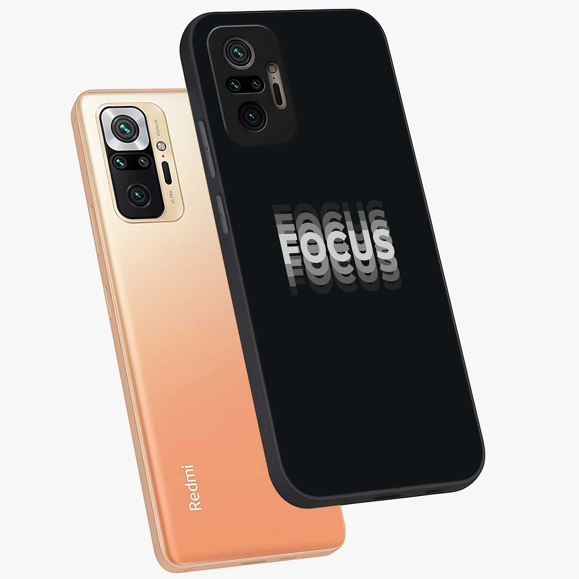 Focus Mode On Glass Case displayed in angled mockup highlighting clean minimal text artwork with modern aesthetic style.