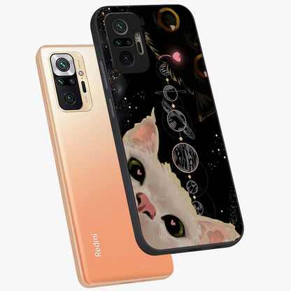 Galactic Cat Glass Case displayed in angled mockup highlighting celestial feline illustration with galaxy aesthetic style.