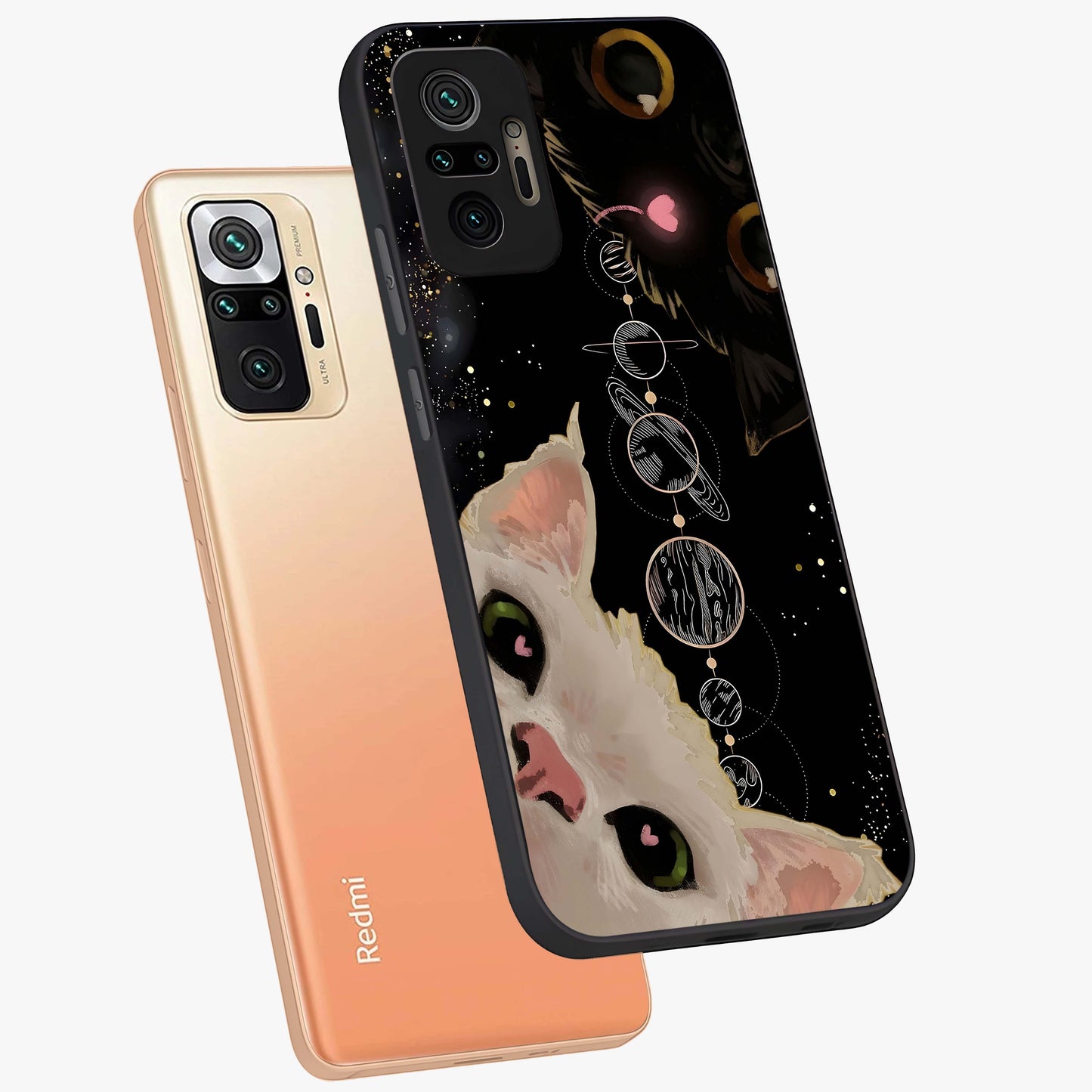 Galactic Cat Glass Case displayed in angled mockup highlighting celestial feline illustration with galaxy aesthetic style.
