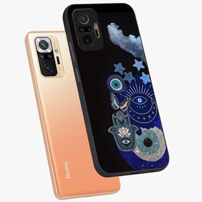 Galactic Charm Cluster Glass Case displayed in angled mockup highlighting luminous galaxy inspired design with dreamy aesthetic.