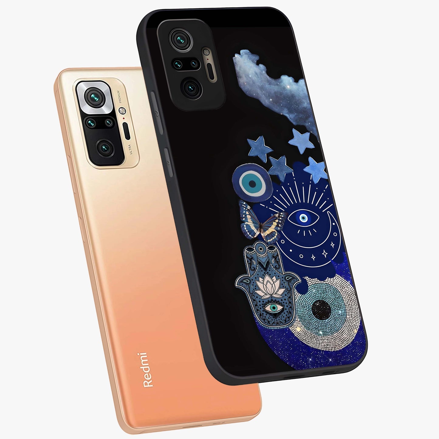 Galactic Charm Cluster Glass Case displayed in angled mockup highlighting luminous galaxy inspired design with dreamy aesthetic.