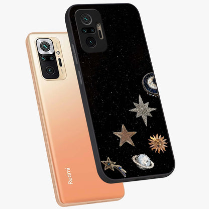 Galactic Charm Glow Glass Case displayed in angled mockup highlighting luminous galaxy inspired design with dreamy aesthetic.