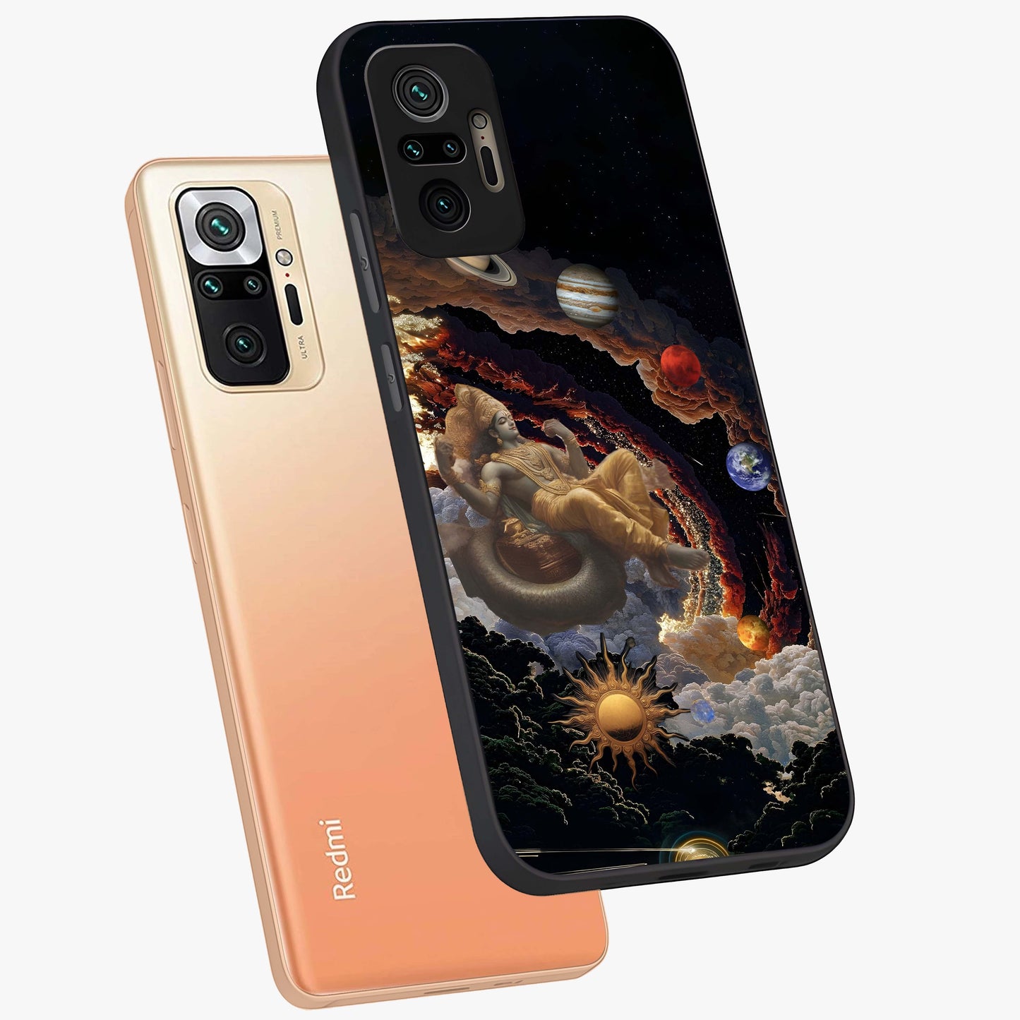Galactic Divine God Glass Case displayed in angled mockup highlighting powerful celestial deity illustration with galactic aesthetic.