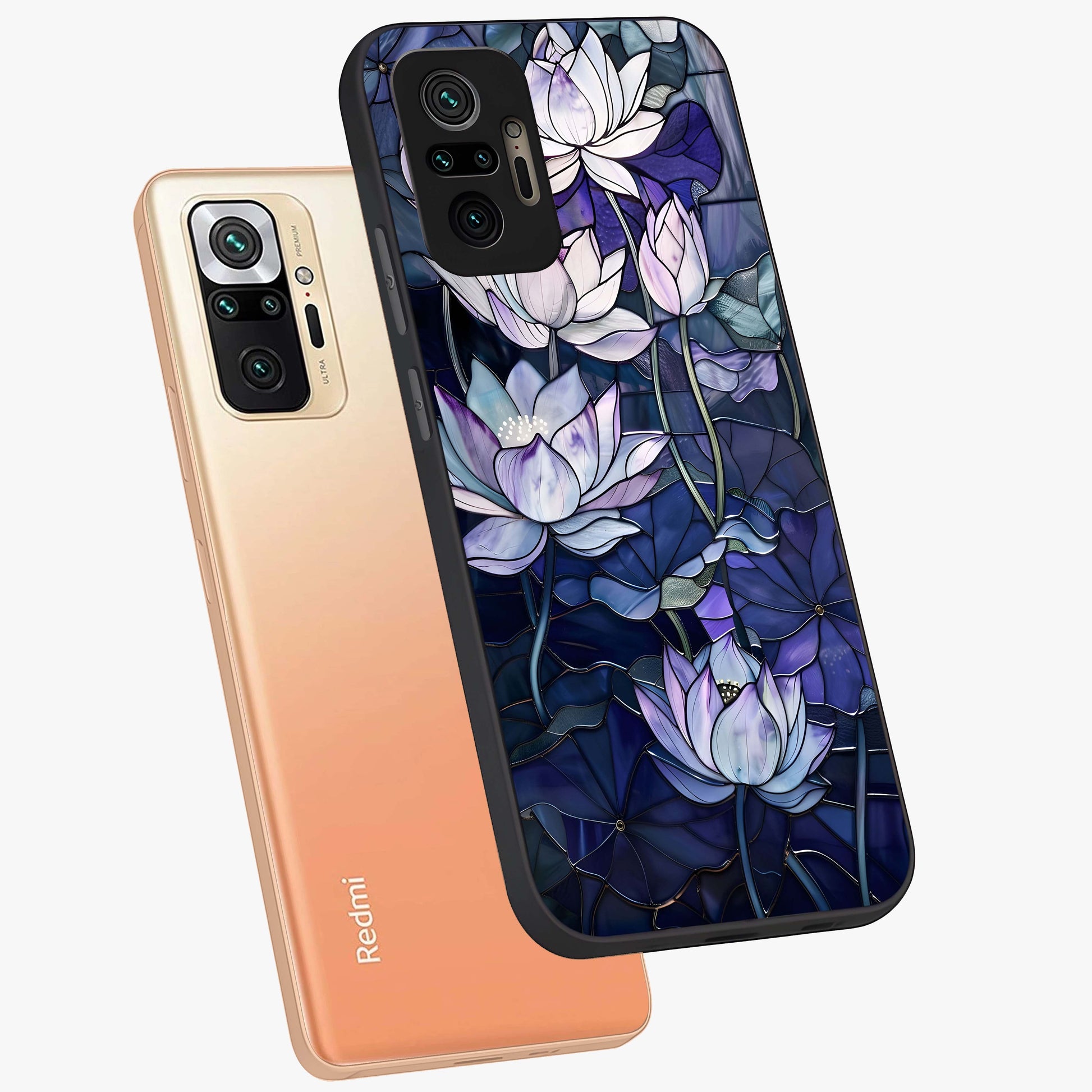 Gloss Petal Rush Glass Case displayed in angled mockup highlighting vibrant petal design with elegant floral aesthetic.