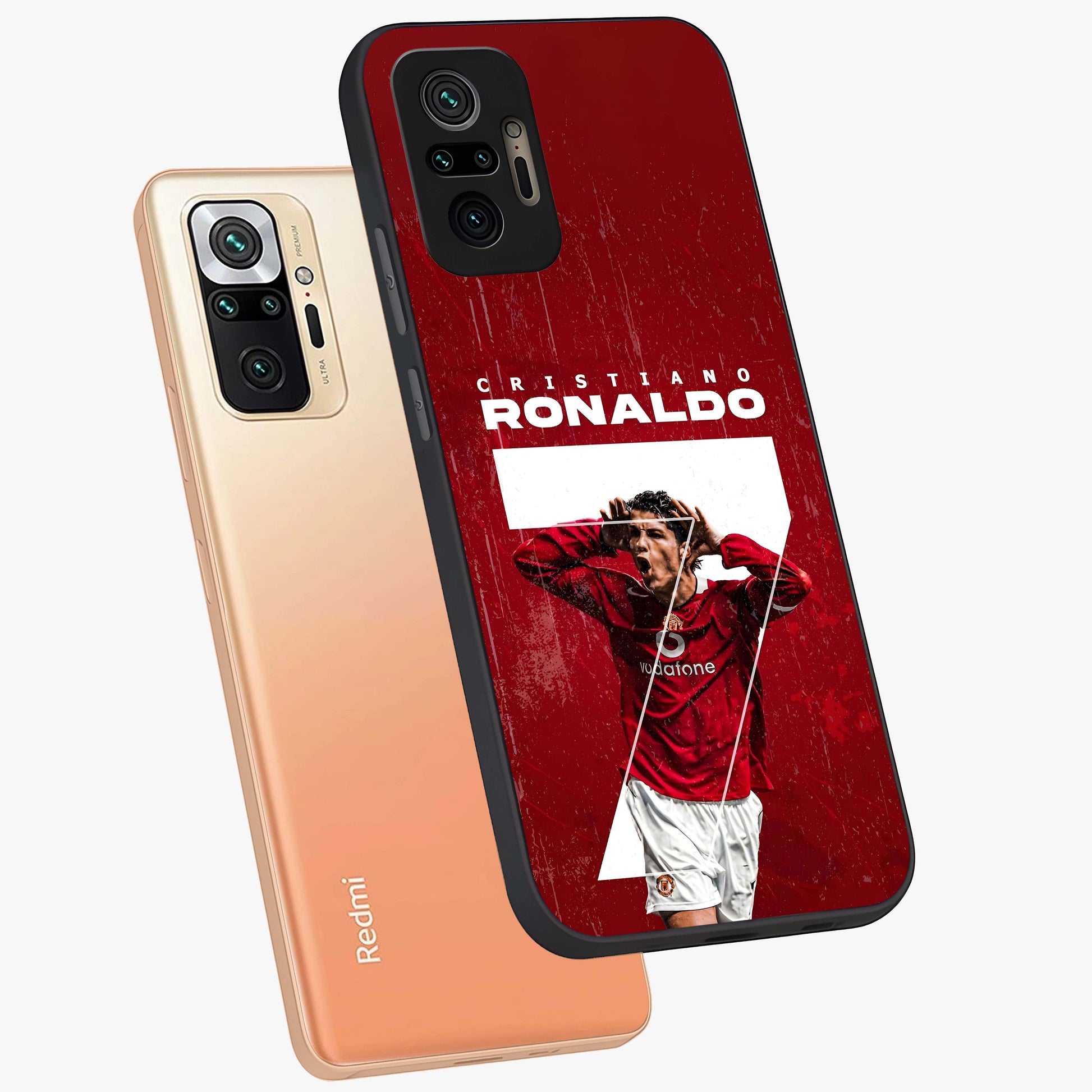 Goal Celebration Legacy Glass Case displayed in angled mockup highlighting energetic sports celebration design with bold athletic theme.