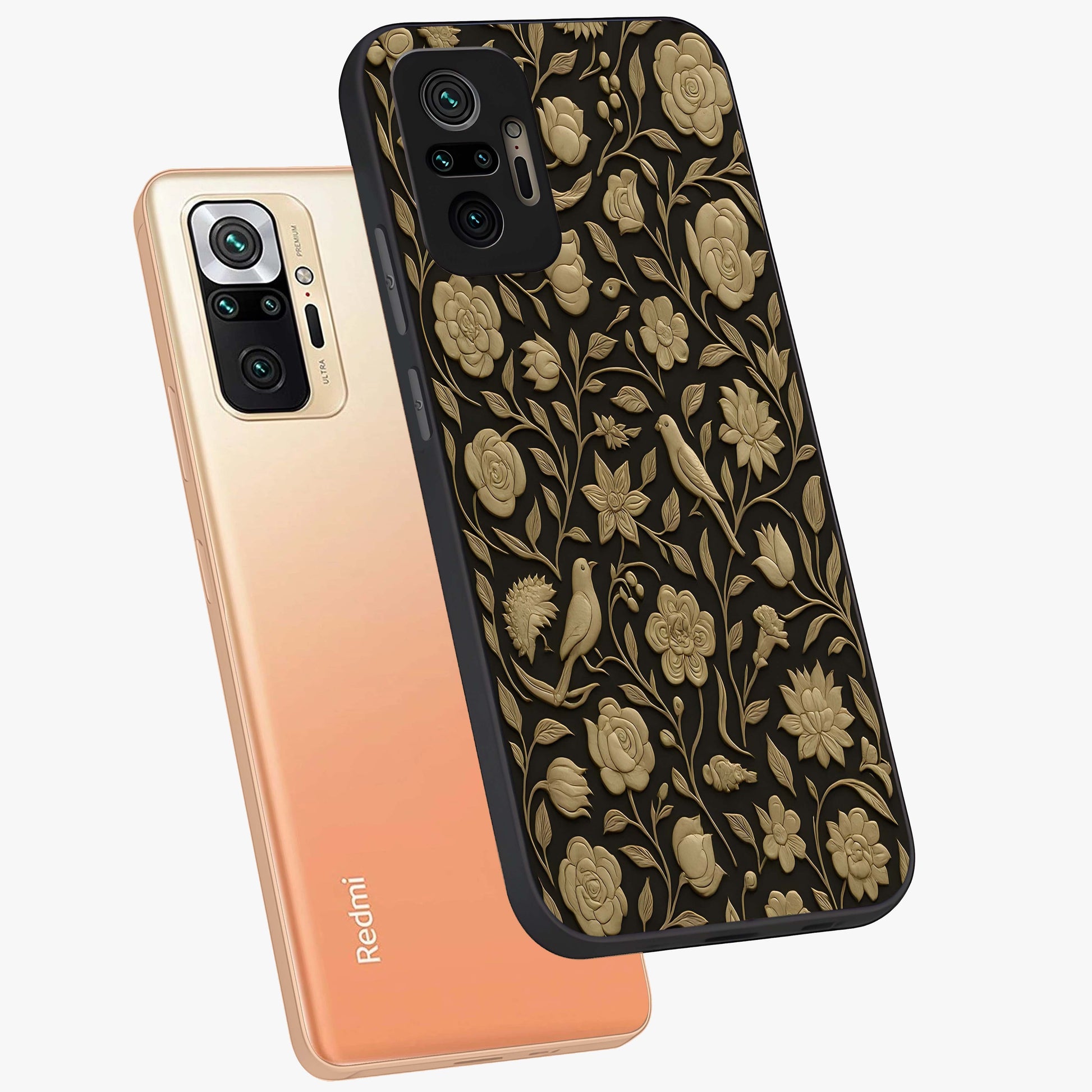 Golden Evil Eye Mandala Glass Case displayed in angled mockup highlighting protective evil eye symbol with golden mandala design.