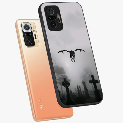 Graveyard Shadow Descent Glass Case displayed in angled mockup highlighting eerie shadow illustration with gothic aesthetic.