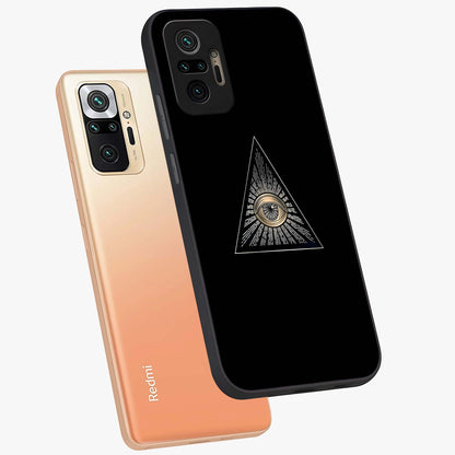 Illuminati Evil Glass Case displayed in angled mockup highlighting dark occult inspired design with bold aesthetic style.