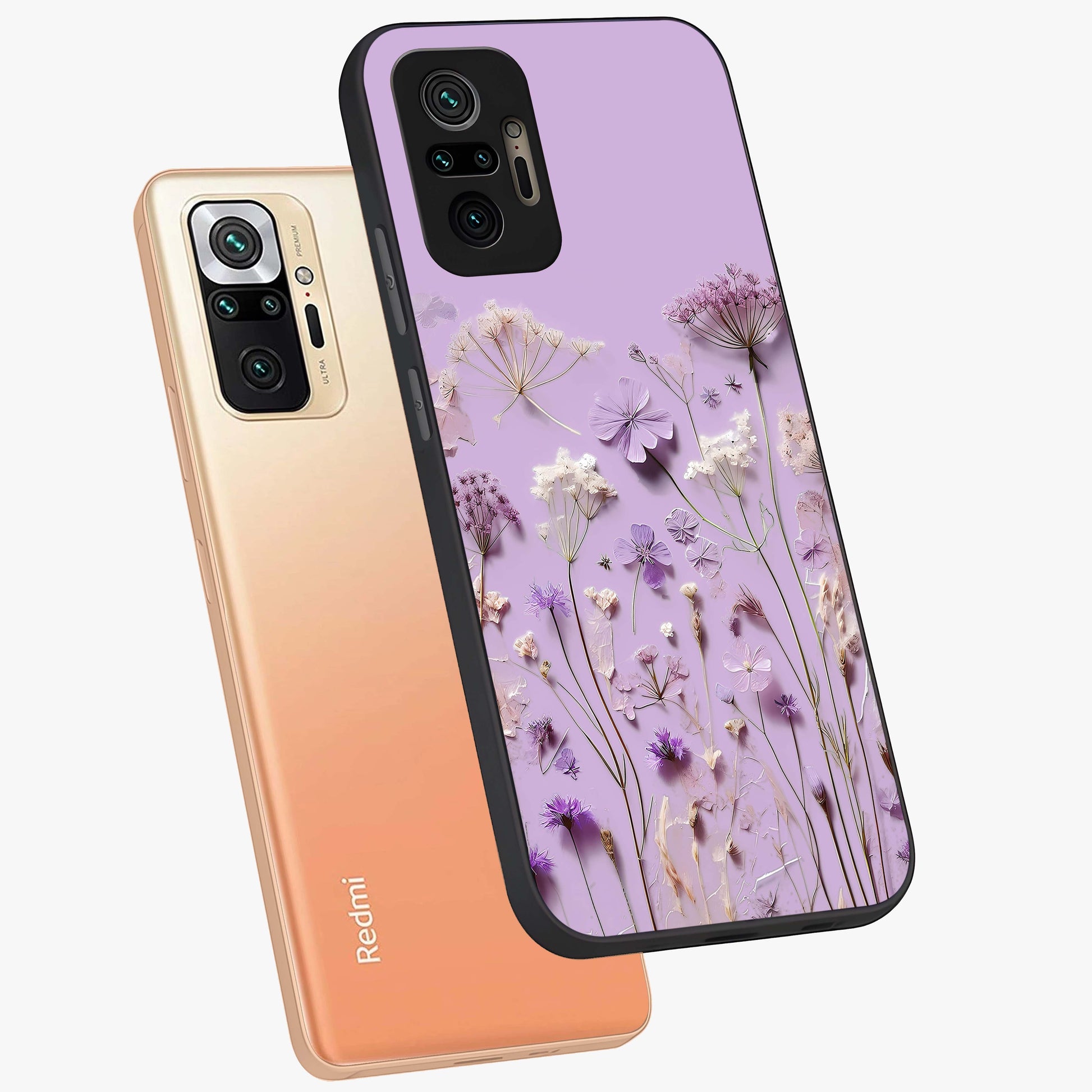 Lavender Blossom Dream Glass Case displayed in angled mockup highlighting dreamy lavender flower design with calming aesthetic style.