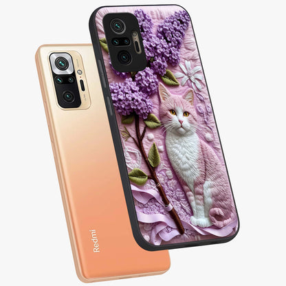 Lavender Cat Whimsy Glass Case displayed in angled mockup highlighting playful feline illustration with pastel lavender aesthetic.