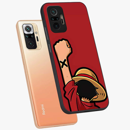 Luffy X Spirit Glass Case displayed in angled mockup highlighting powerful anime design with energetic action aesthetic.
