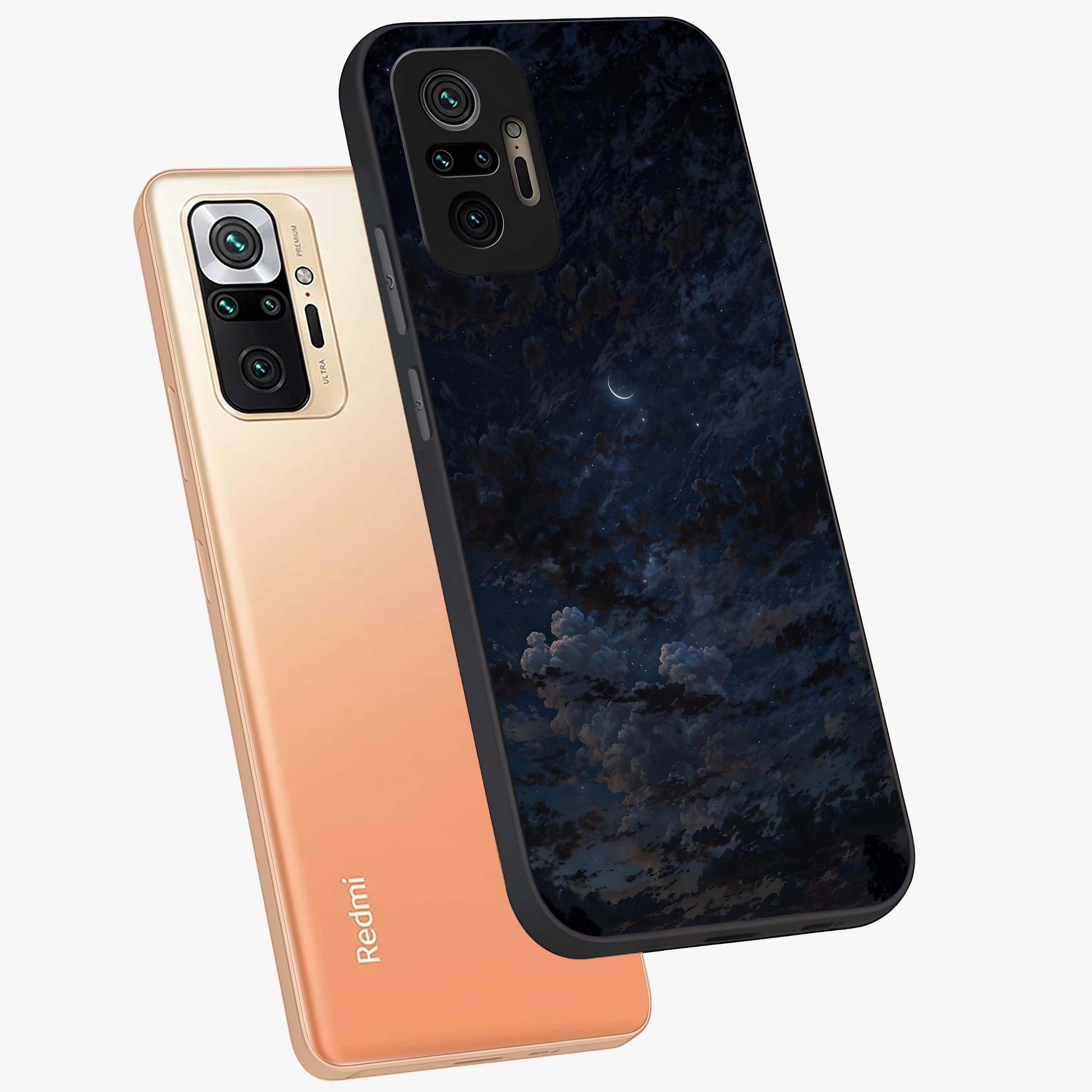 Lunar Veil Silence Glass Case displayed in angled mockup highlighting soft lunar design with peaceful celestial aesthetic.