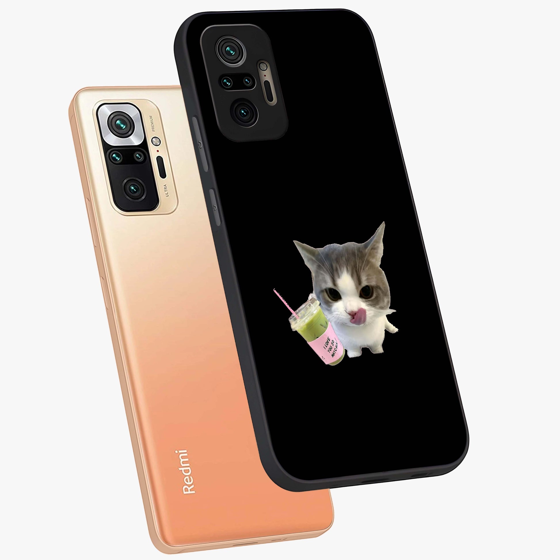 Matcha Cat Style Glass Case displayed in angled mockup highlighting playful feline design with pastel matcha aesthetic.