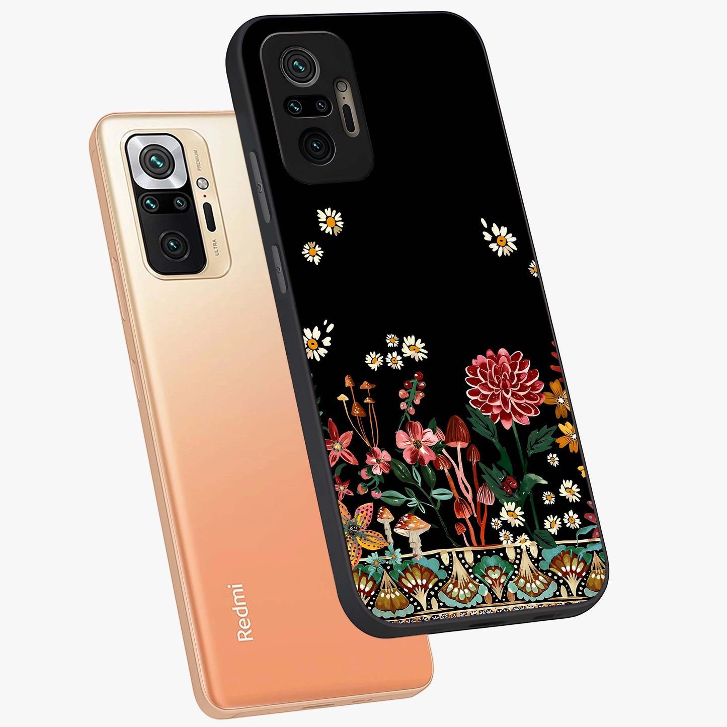 Midnight Bloom Pattern Glass Case displayed in angled mockup highlighting elegant flower design with midnight aesthetic style.
