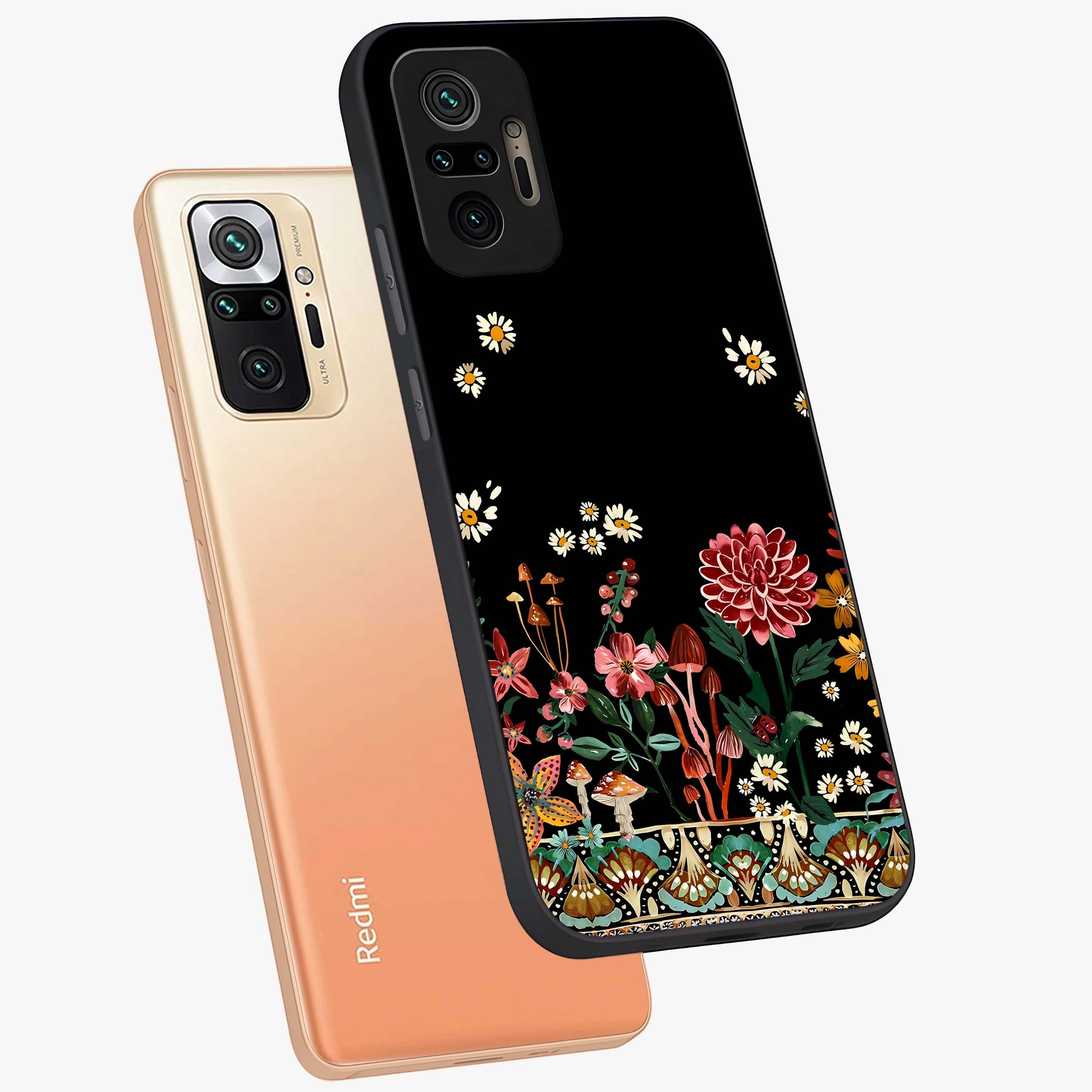 Midnight Bloom Pattern Glass Case displayed in angled mockup highlighting elegant flower design with midnight aesthetic style.