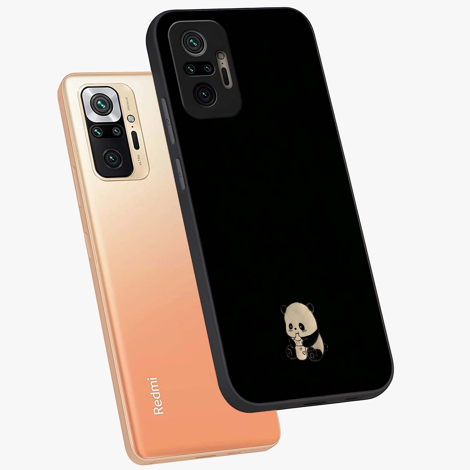 Midnight Panda Love Glass Case displayed in angled mockup highlighting adorable panda illustration with midnight aesthetic.
