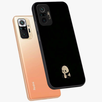 Midnight Panda Love Glass Case displayed in angled mockup highlighting adorable panda illustration with midnight aesthetic.