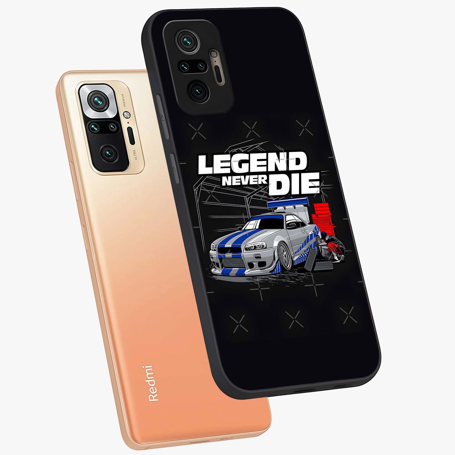 Midnight Racing Legacy Glass Case displayed in angled mockup highlighting dynamic automotive design with bold midnight aesthetic.