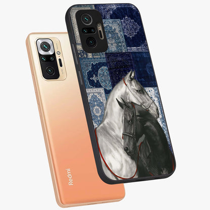 Midnight Stallion Blues Glass Case displayed in angled mockup highlighting powerful stallion illustration with deep midnight tones.