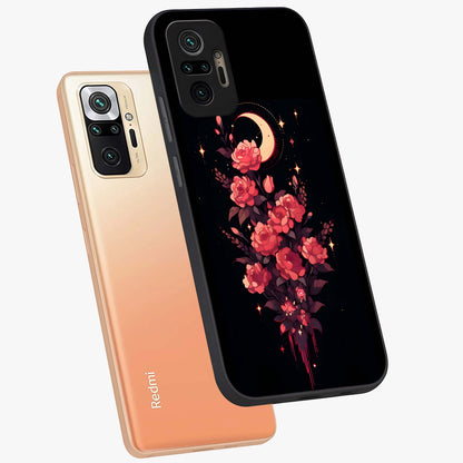 Moonlit Floral Elegance Glass Case displayed in angled mockup highlighting graceful flower design with soft moonlight aesthetic.