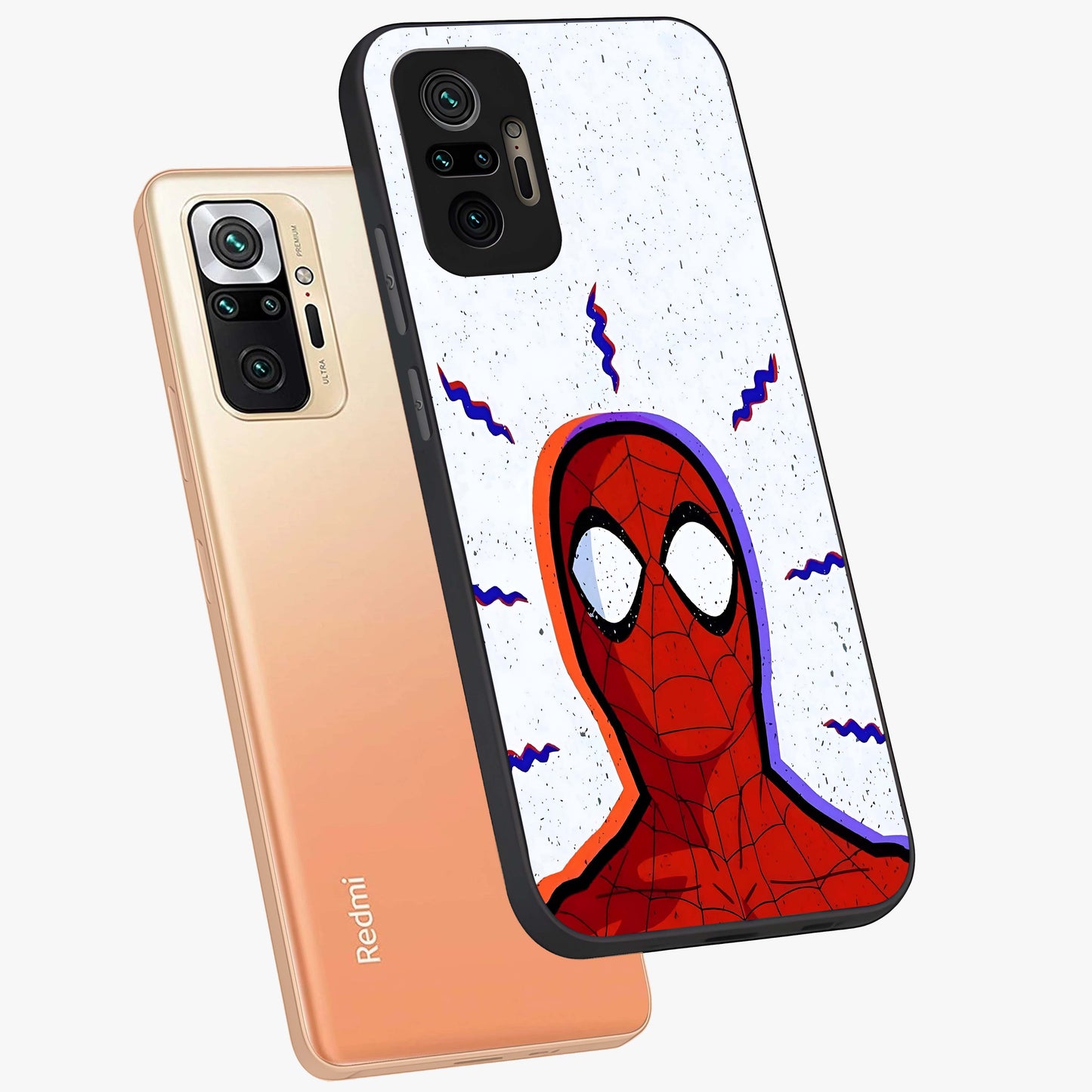 Omg Spiderman Glass Case displayed in angled mockup highlighting dynamic hero illustration with action comic aesthetic.