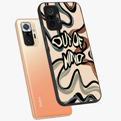 Out Of Mind Glass Case displayed in angled mockup highlighting bold statement design with modern artistic aesthetic.