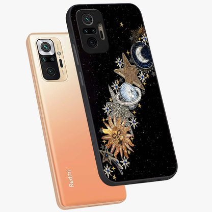 Pearls Universe Object Glass Case displayed in angled mockup highlighting celestial pearl design with dreamy aesthetic.