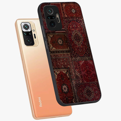 Persian Velvet Tale Glass Case displayed in angled mockup highlighting ornate textile inspired design with royal aesthetic.
