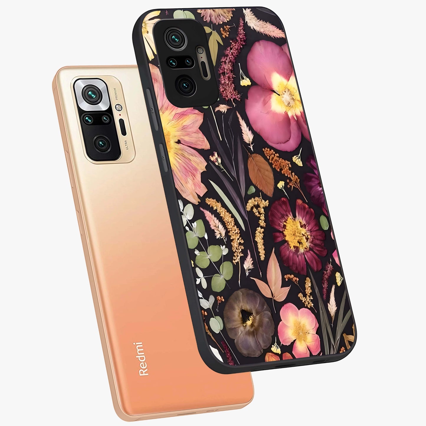 Petal Dream Tapestry Glass Case displayed in angled mockup highlighting decorative petal pattern with elegant botanical aesthetic.