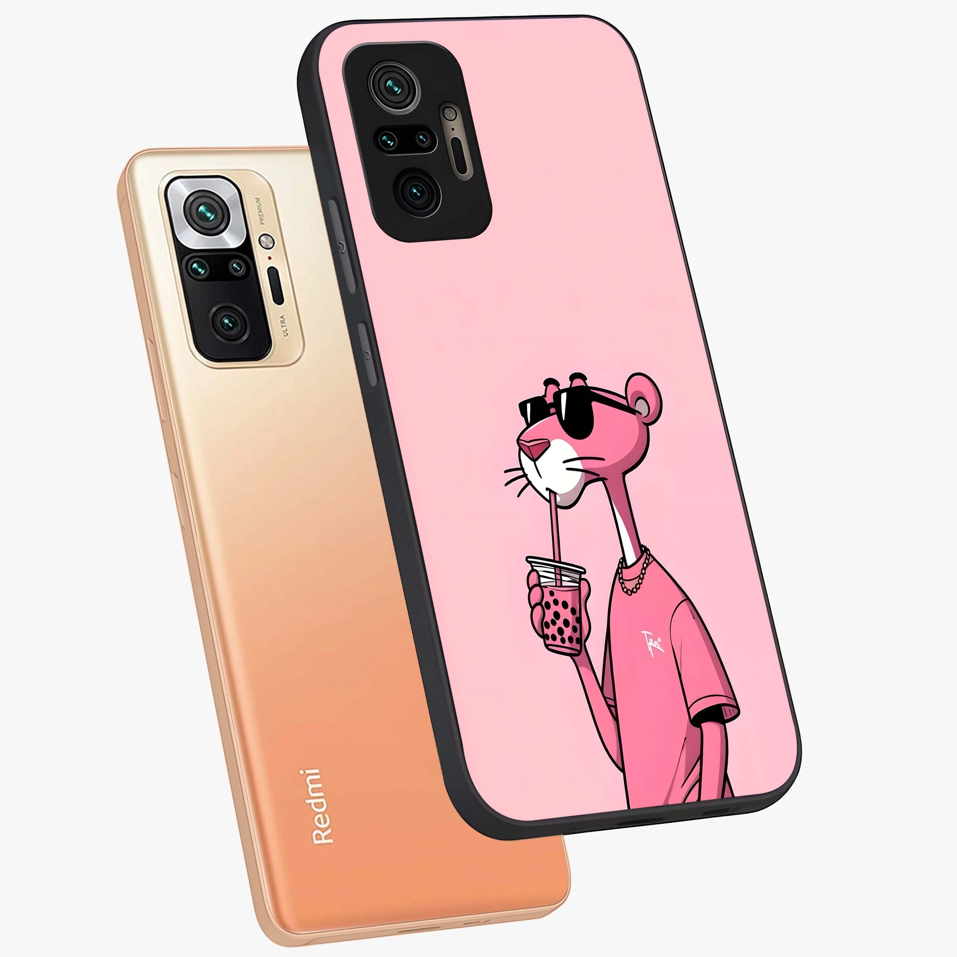 Pink Panther Glass Case displayed in angled mockup highlighting playful cartoon character design with vibrant pink aesthetic.