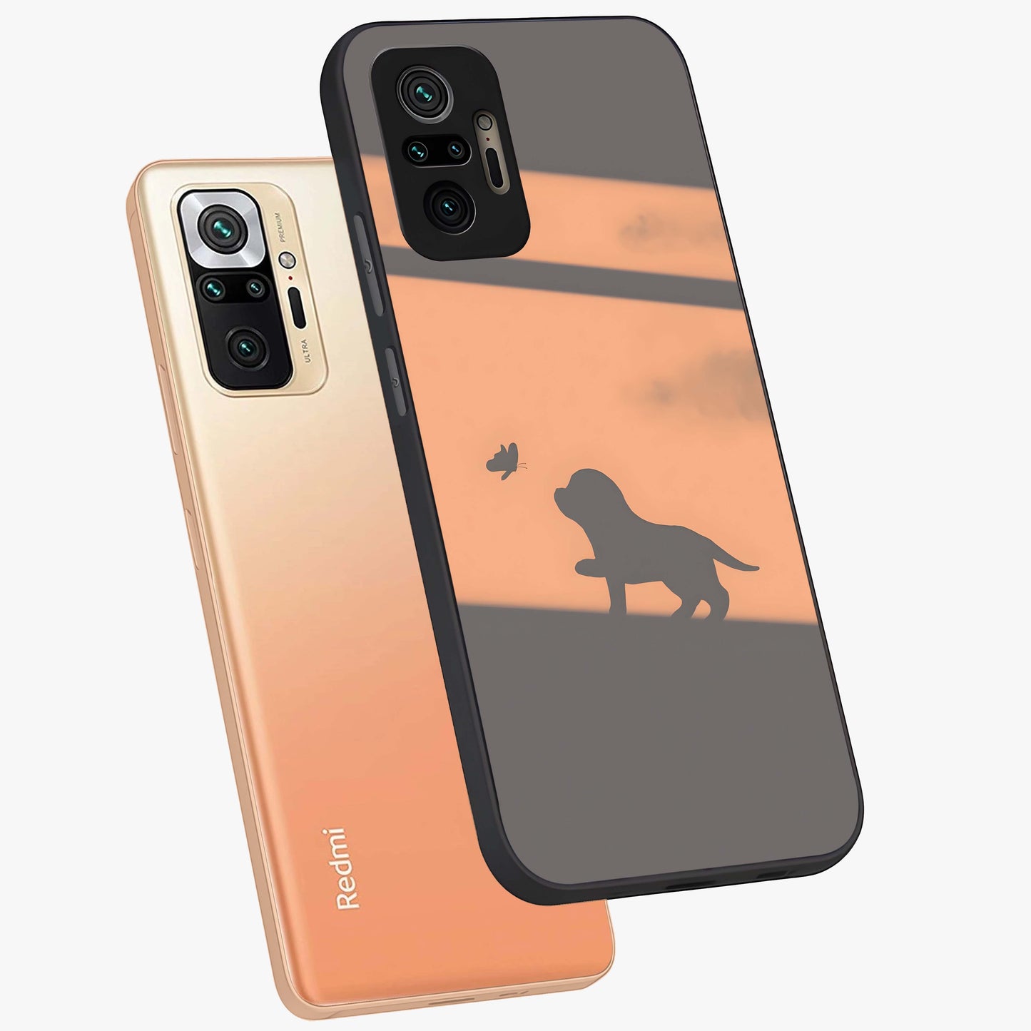 Puppy Shadow Art Glass Case displayed in angled mockup highlighting playful dog illustration with artistic shadow aesthetic.