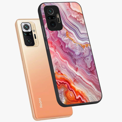 Rose Quartz Marble Glass Case displayed in angled mockup highlighting elegant marble pattern with soft aesthetic style.
